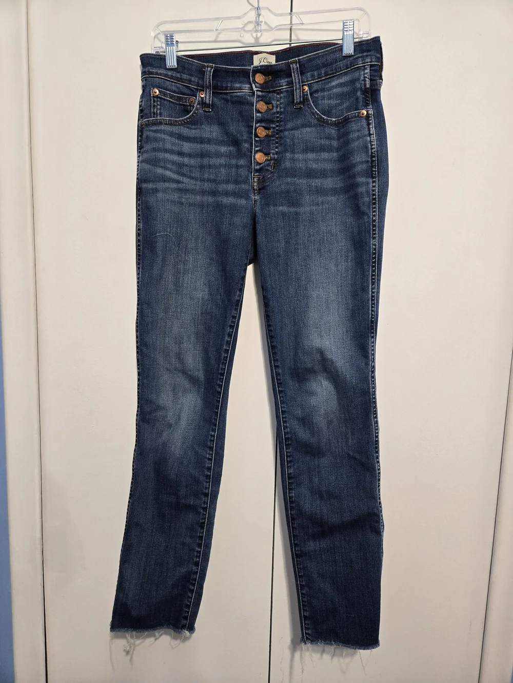 J.Crew Vintage Straight Jeans‎ Womens 28 Button Fly High Rise Raw Hem Denim